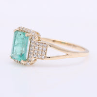 1.31 Ct Octagon Step Cut Natural Emerald 14K Gold Ring