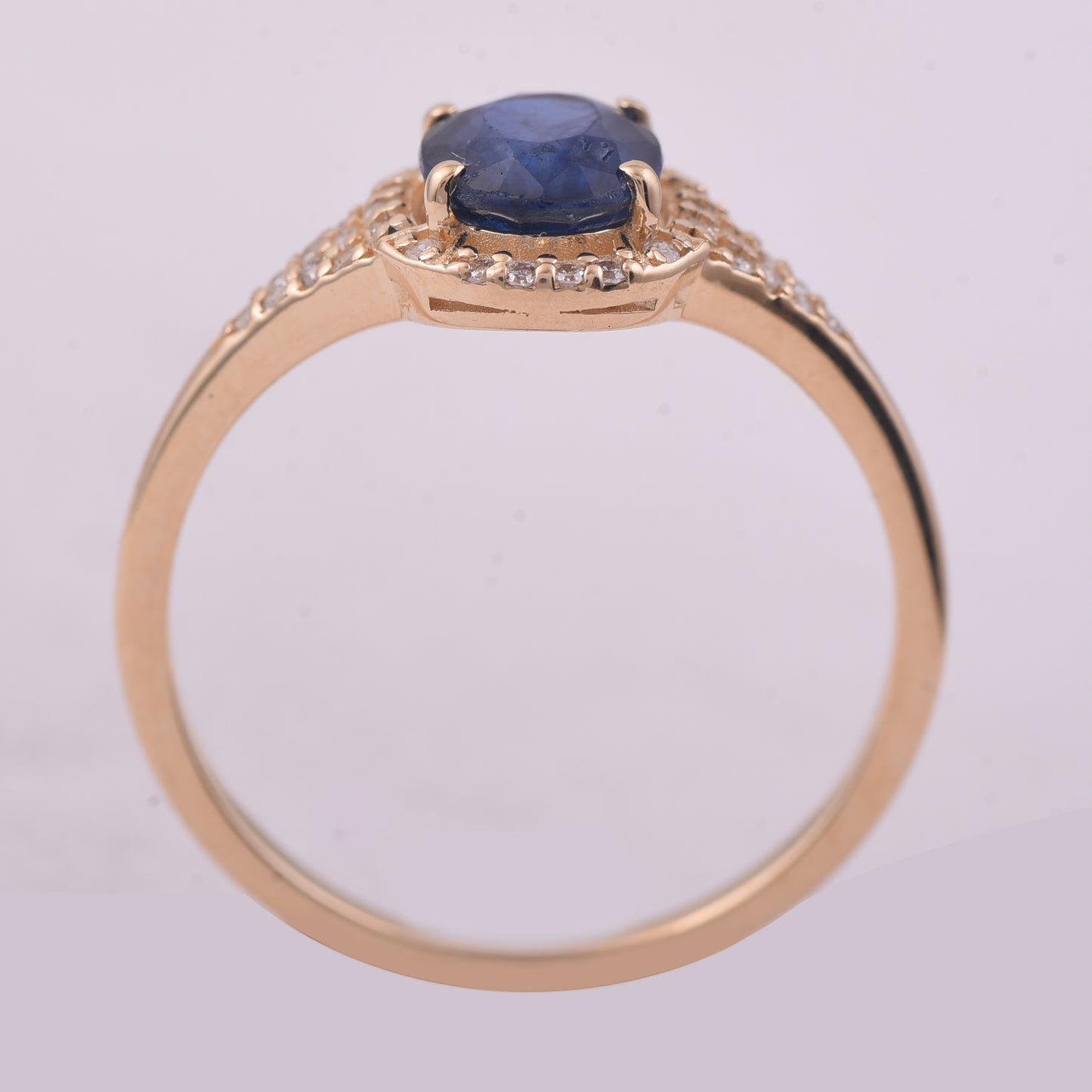 1.32 Ct Oval Mixed Cut Natural Sapphire 14K Gold Ring