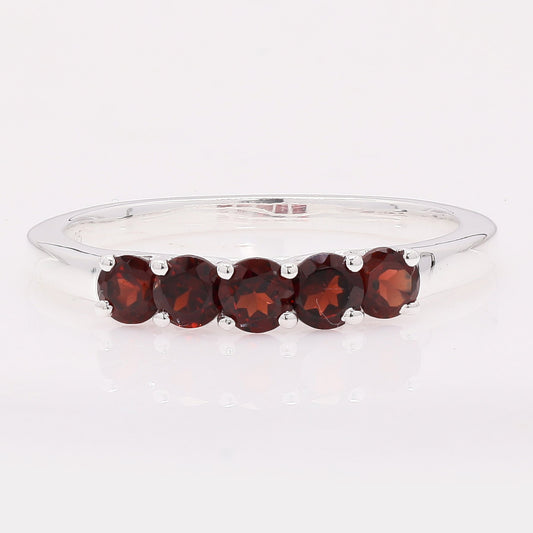1.15 Ct Round Garnet 925 Silver Ring