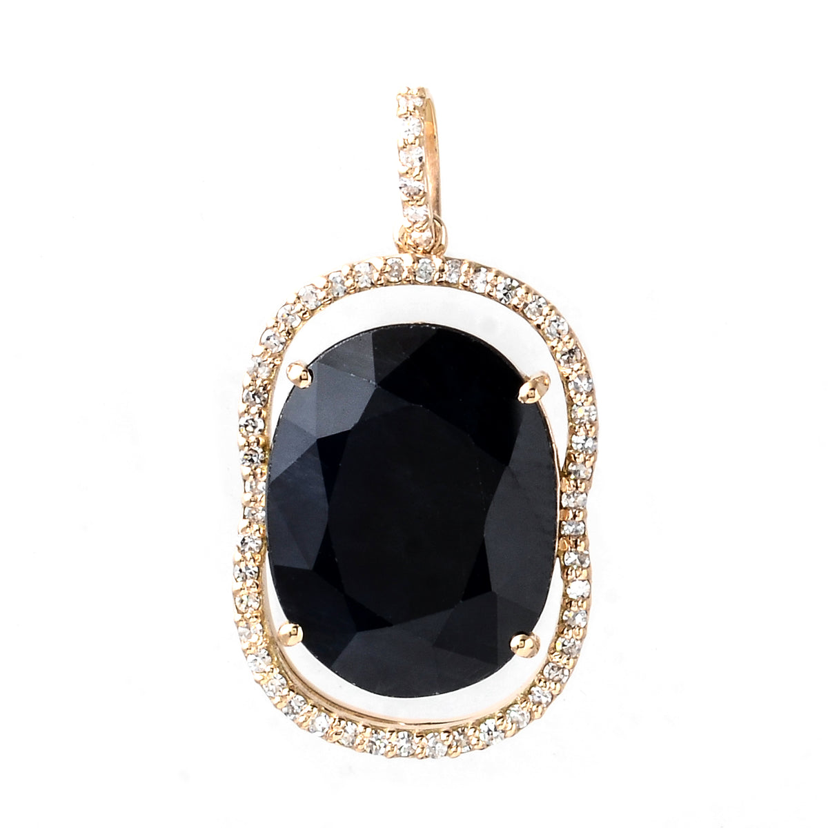 6.65 Ct Oval Mixed Cut Natural Corundum Sapphire 14K Gold Pendant