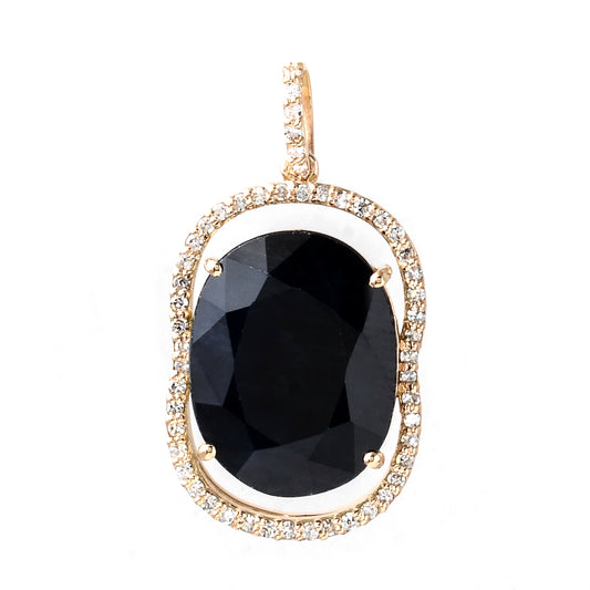 6.65 Ct Oval Mixed Cut Natural Corundum Sapphire 14K Gold Pendant