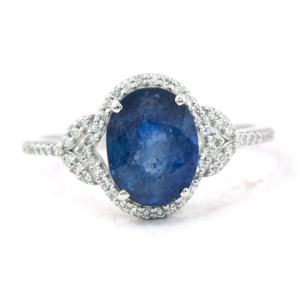 2.53 Ct Oval Mixed Cut Natural Sapphire 950 Platinum Ring