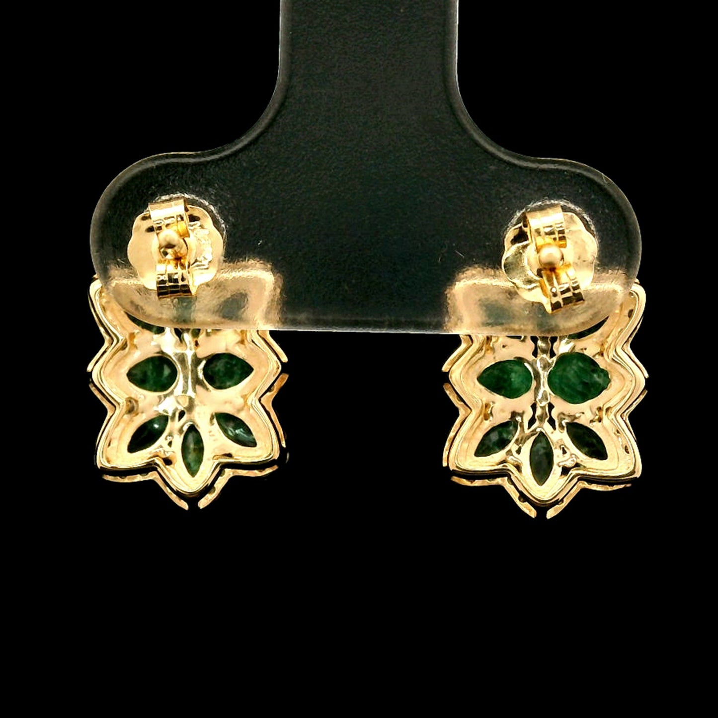 1.77 Ct Pear Emerald 14K Gold Earrings