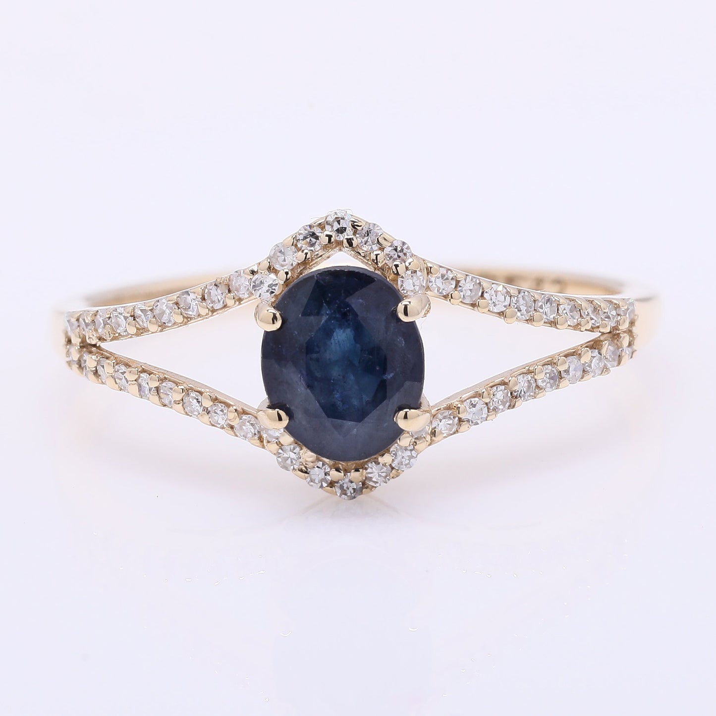1.35 Ct Oval Mixed Cut Natural Sapphire 14K Gold Ring