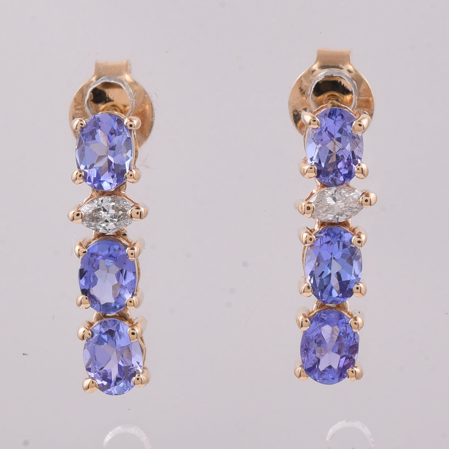 1.13 Ct Oval Natural Tanzanite 14K Gold Earrings