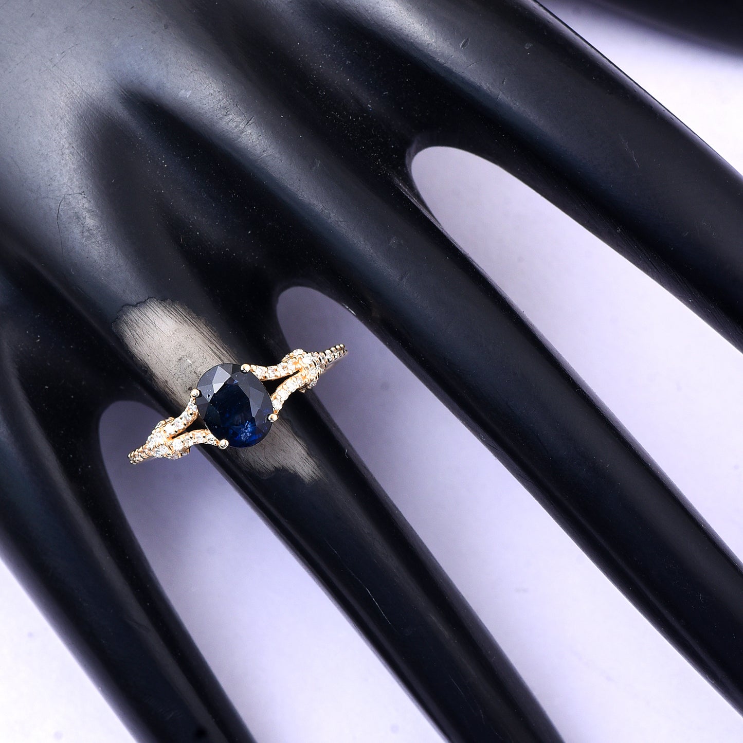 1.40 Ct Oval Mixed Cut Natural Sapphire 14K Gold Ring