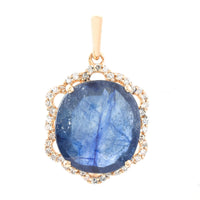 5.61 Ct Oval Mixed Cut Natural Sapphire 14K Gold Pendant