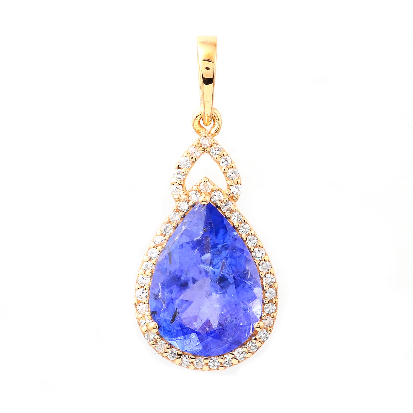 3.03 Ct Pear Mixed Cut Natural Tanzanite 14K Gold Pendant