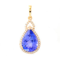 3.03 Ct Pear Mixed Cut Natural Tanzanite 14K Gold Pendant