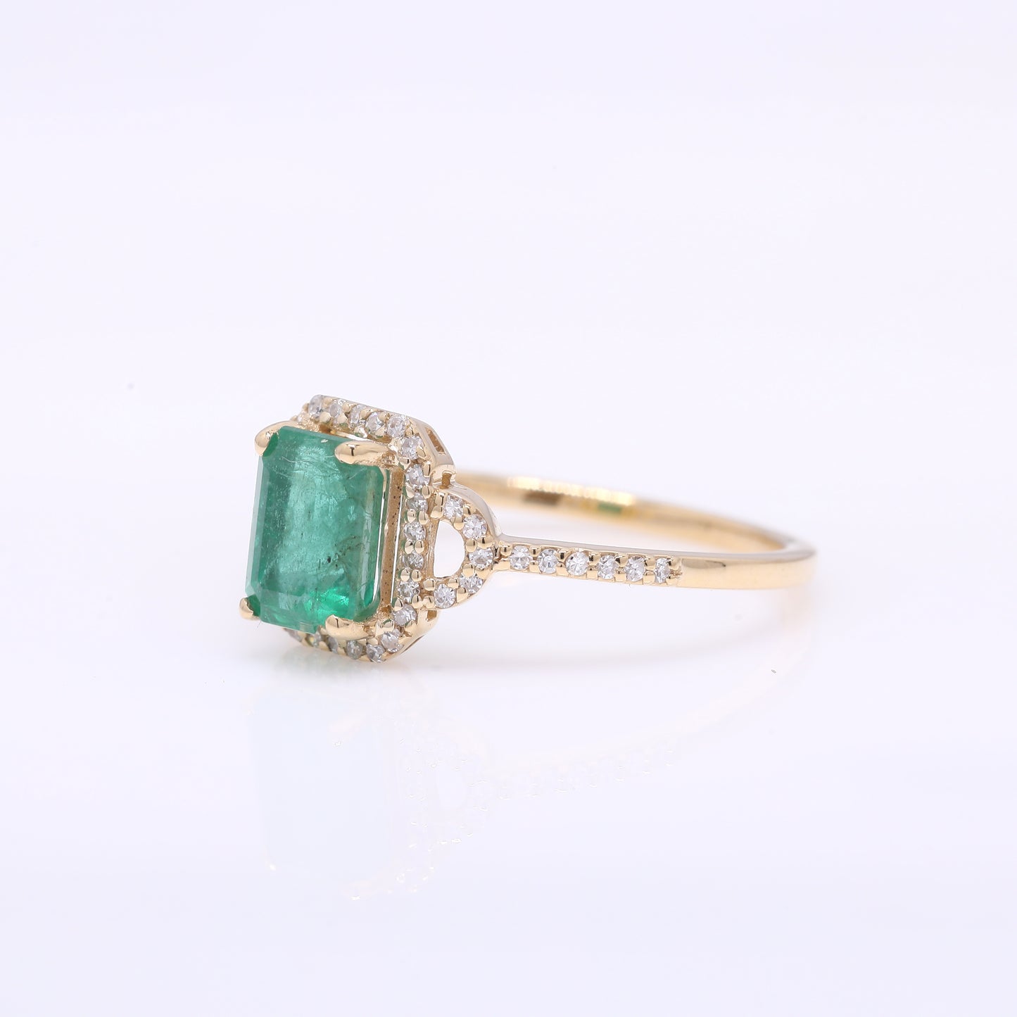 1.39 Ct Octagon Step Cut Natural Emerald 14K Gold Ring