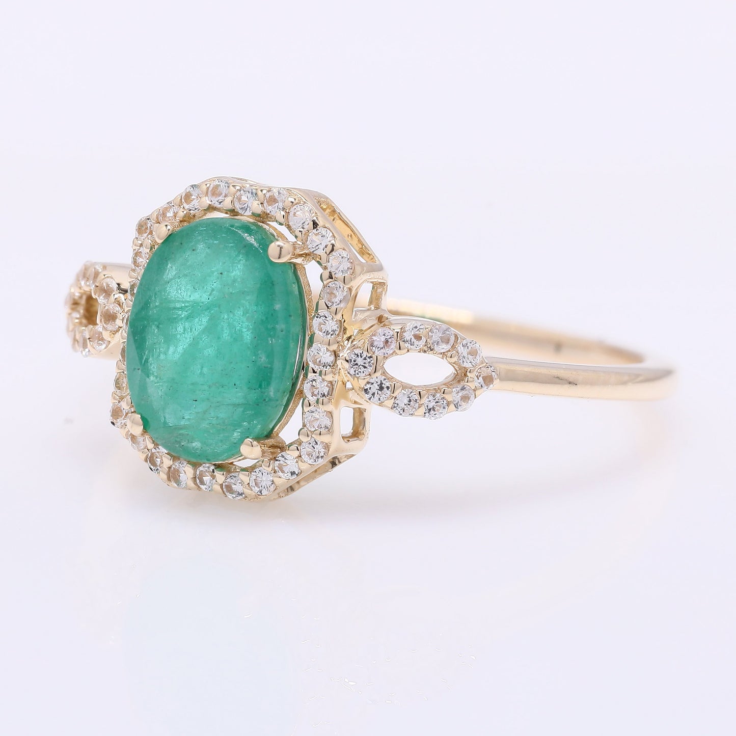 1.55 Ct Oval Mixed Cut Natural Sapphire 14K Gold Ring