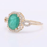 1.55 Ct Oval Mixed Cut Natural Sapphire 14K Gold Ring