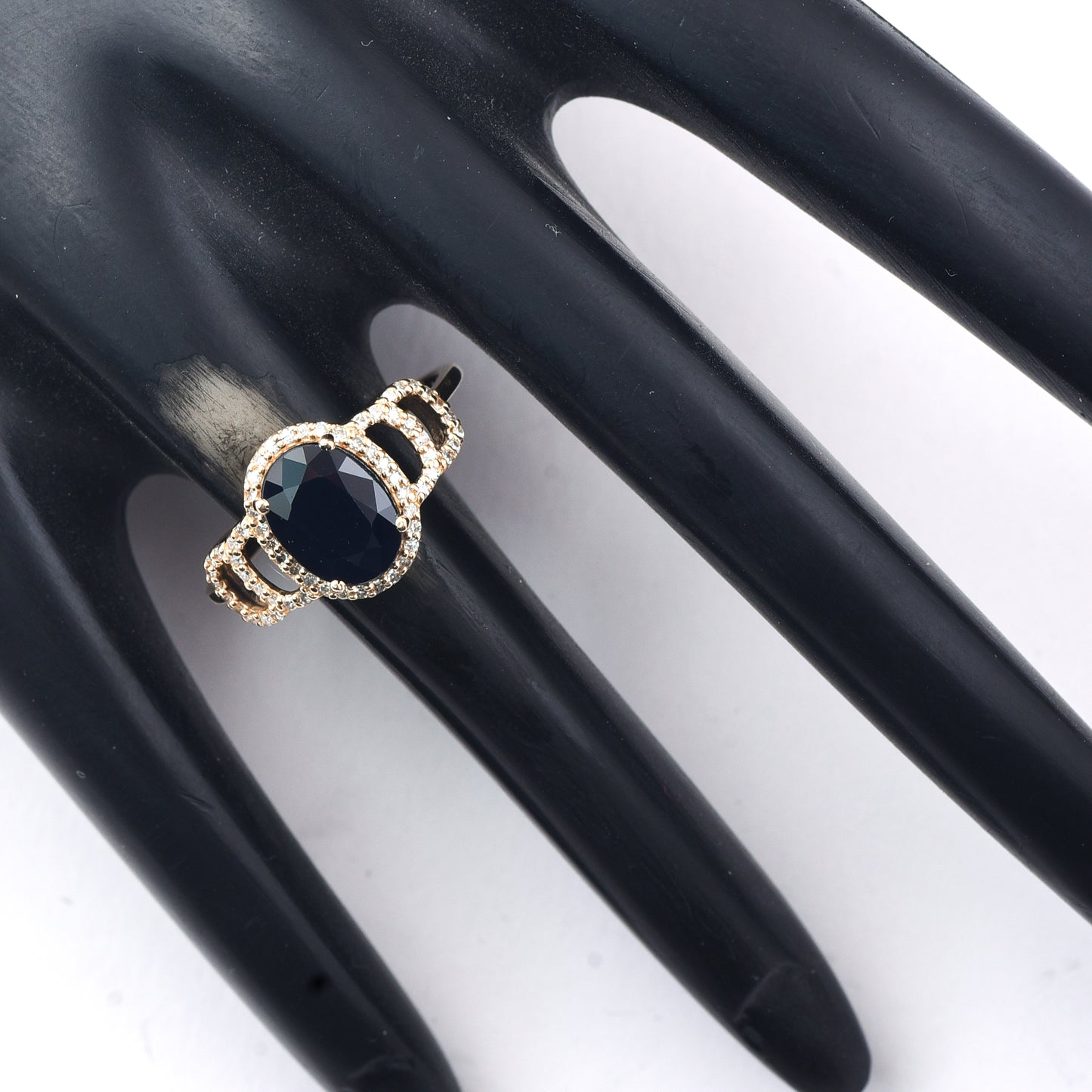 2.21 Ct Oval Mixed Cut Natural Sapphire 14K Gold Ring