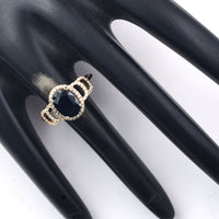 2.21 Ct Oval Mixed Cut Natural Sapphire 14K Gold Ring