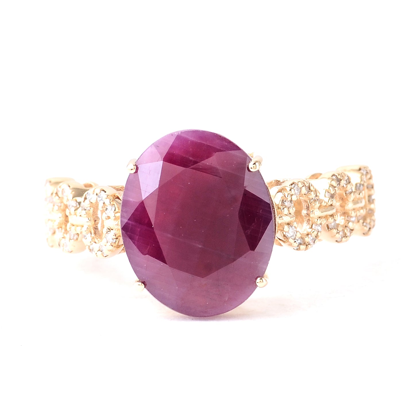 4.81 Ct Oval Mixed Cut Natural Corundum Ruby 14K Gold Ring