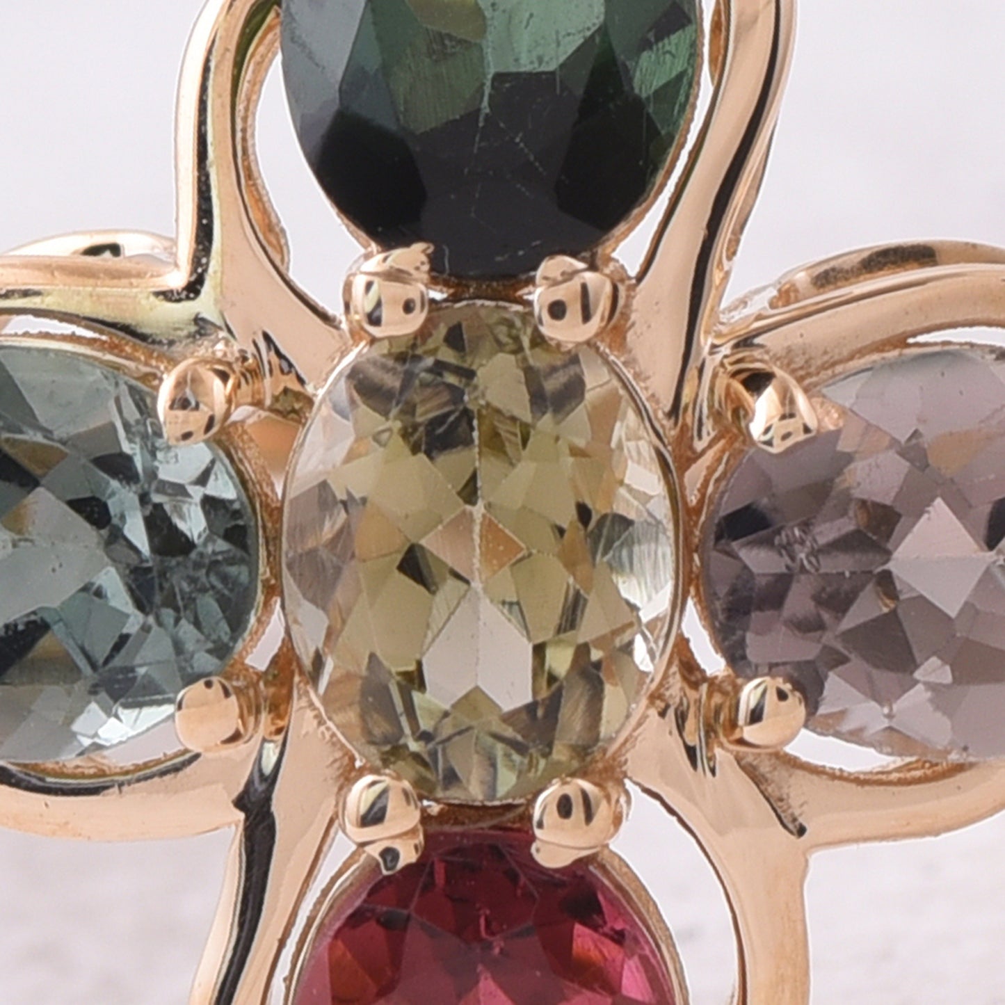 1.85 Ct Oval Natural Multi-Coloured Tourmaline 14K Gold Ring