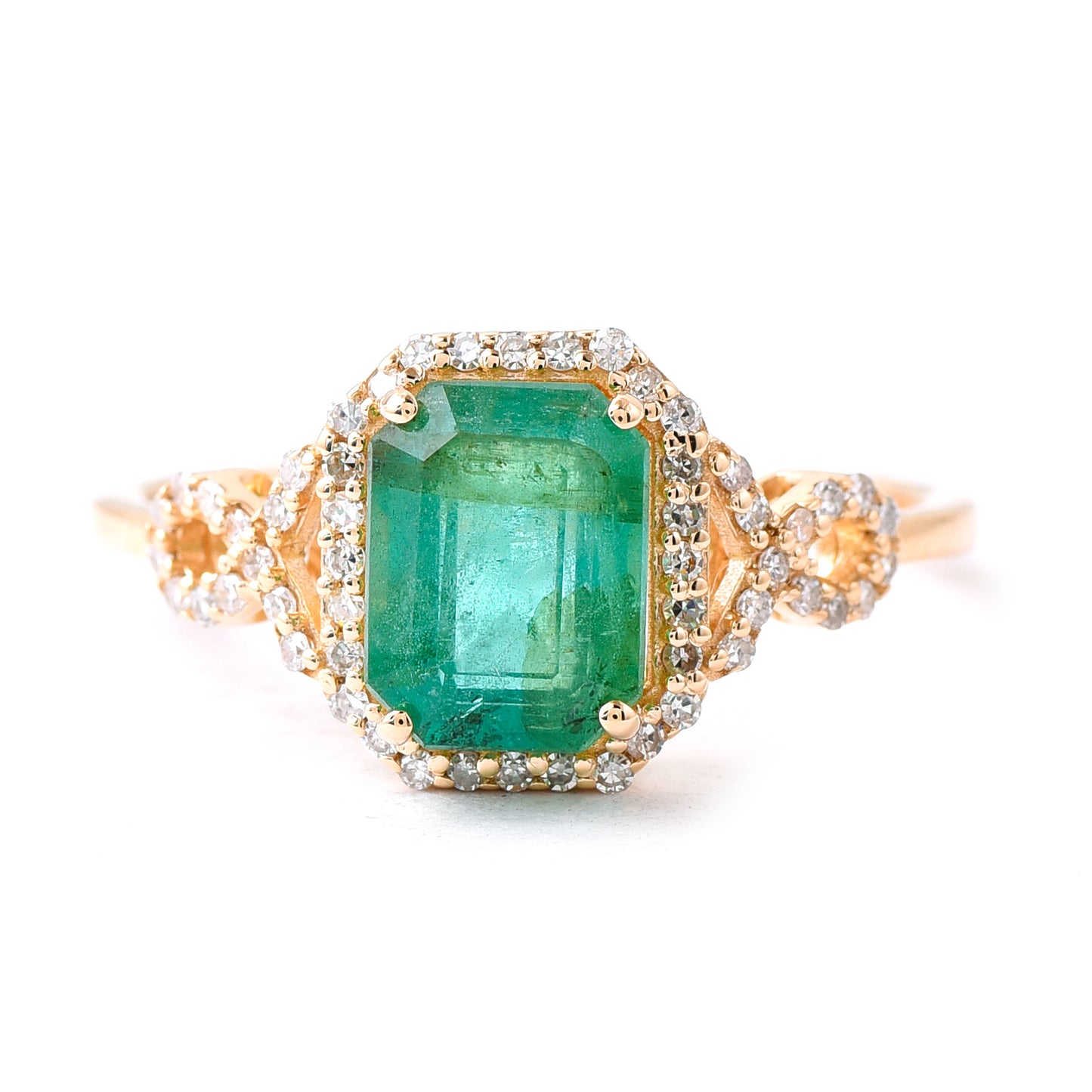 1.80 Ct Octagon Step Cut Natural Emerald 14K Gold Ring
