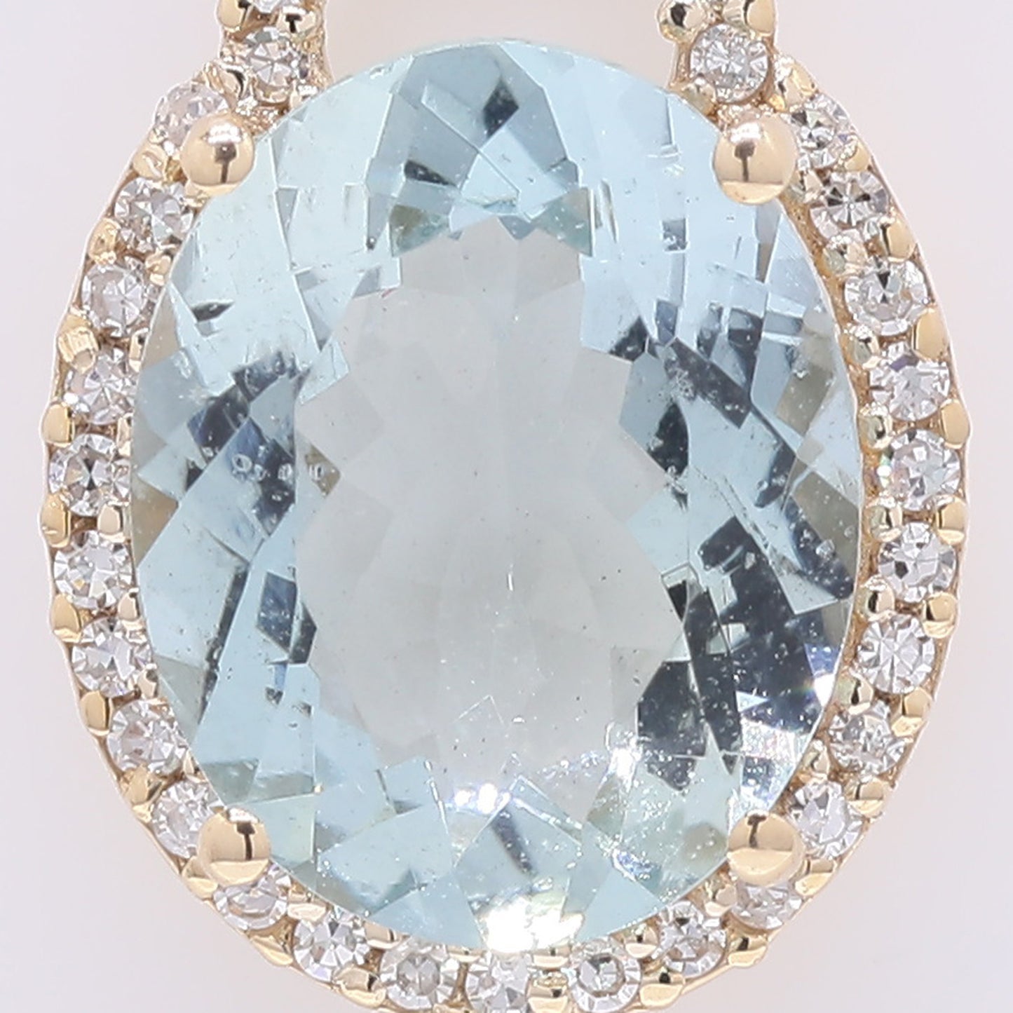 2.35 Ct Oval Mixed Cut Natural Aquamarine 14K Gold Pendant