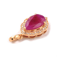 1.57 Ct Pear Mixed Cut Natural Ruby 14K Gold Pendant