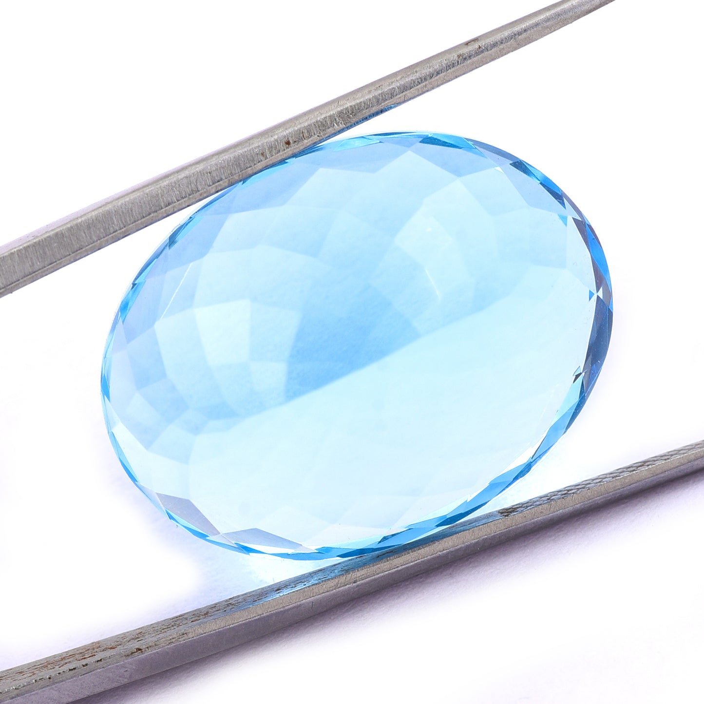 46.33 Natural Blue Topaz Oval Mixed Cut Gemstone
