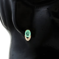 2.86 Ct Oval Emerald 14K Gold Earrings