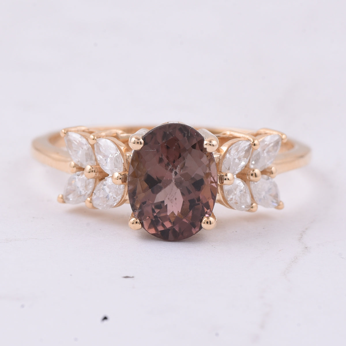 1.91 Ct Oval Natural Pink Tourmaline 14K Gold Ring