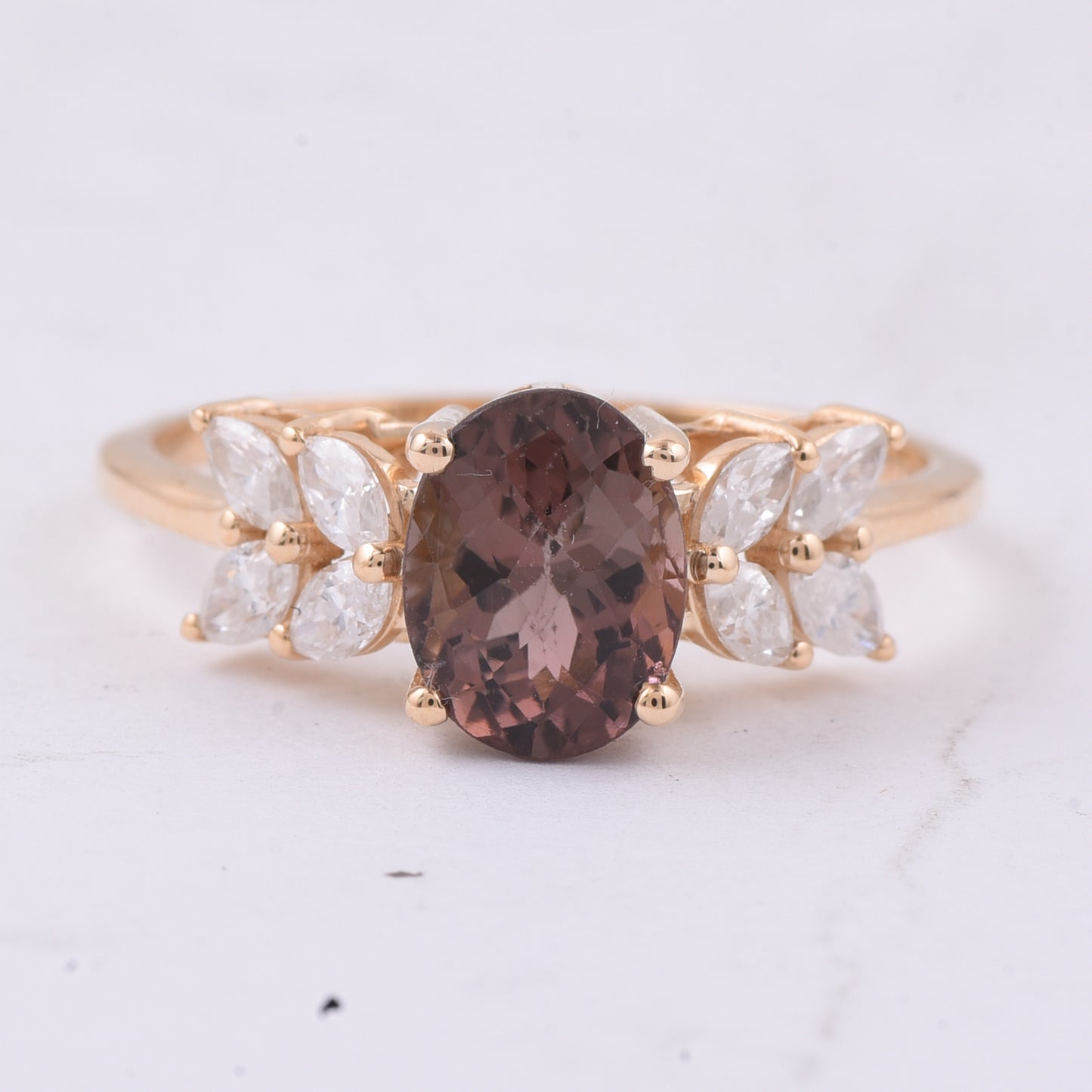 1.91 Ct Oval Natural Pink Tourmaline 14K Gold Ring