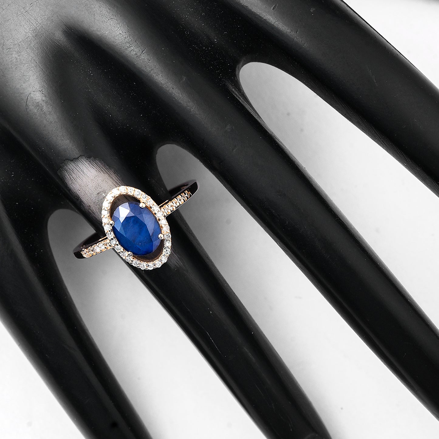 1.58 Ct Oval Mixed Cut Natural Sapphire 14K Gold Ring