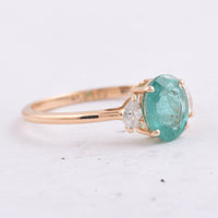 1.01 Ct Oval Natural Emerald 14K Gold Ring