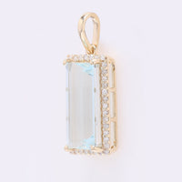 2.58 Ct Rectangle Step Cut Natural Aquamarine 14K Gold Pendant