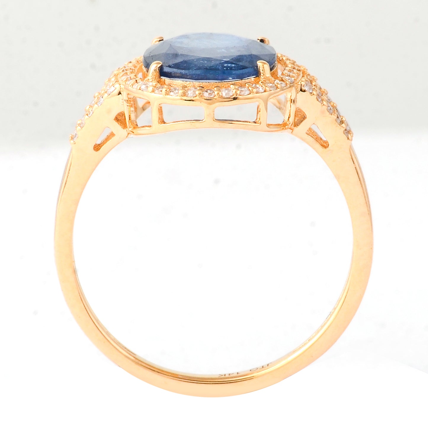2.73 Ct Oval Mixed Cut Natural Sapphire 14K Gold Ring