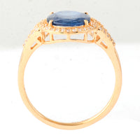 2.73 Ct Oval Mixed Cut Natural Sapphire 14K Gold Ring