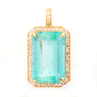 5.49 Ct Octagon Step Cut Natural Emerald 14K Gold Pendant