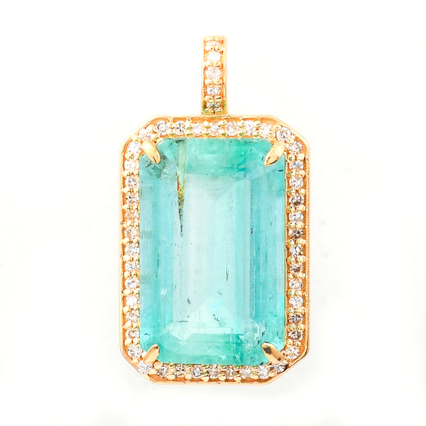 5.49 Ct Octagon Step Cut Natural Emerald 14K Gold Pendant