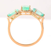 2.41 Ct Pear Mixed Cut, Oval Mixed Cut Natural Emerald 14K Gold Ring