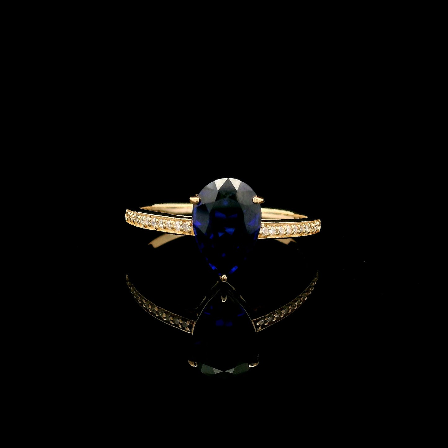 2.24 Ct Pear Mixed Cut Lab Grown Sapphire 14K Gold Ring