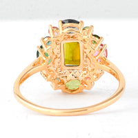 1.73 Ct Octagon Multi Tourmaline 14K Gold Ring