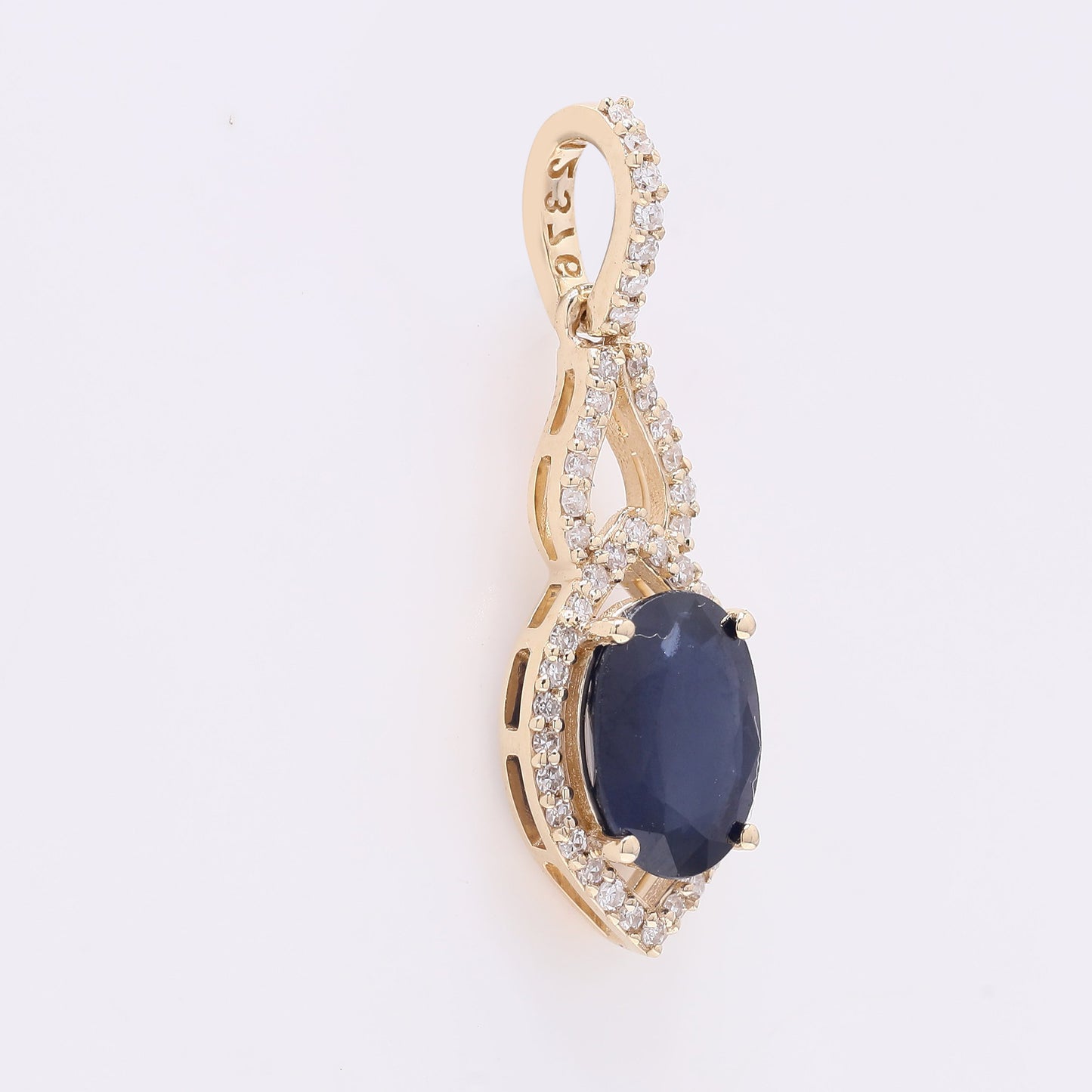 1.60 Ct Oval Mixed Cut Natural Sapphire 14K Gold Pendant