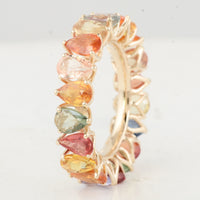 9.46 Ct Pear Multi Sapphire 14K Gold Ring