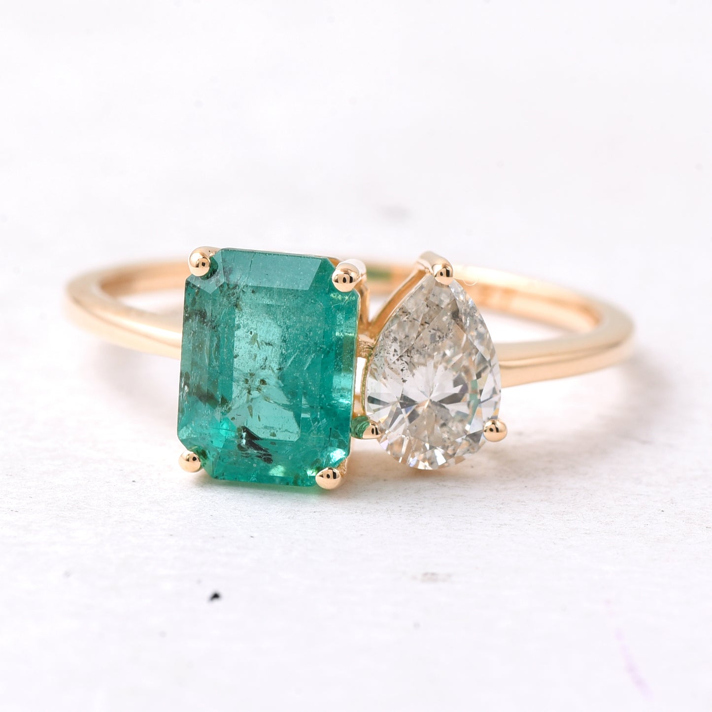 1.91 Ct Octagon Step Cut Natural Emerald 14K Gold Ring