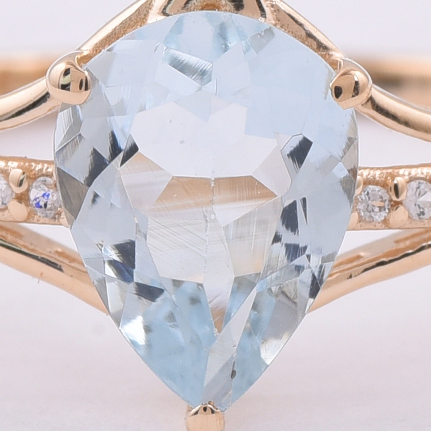 1.01 Ct Pear Natural Aquamarine 14K Gold Ring