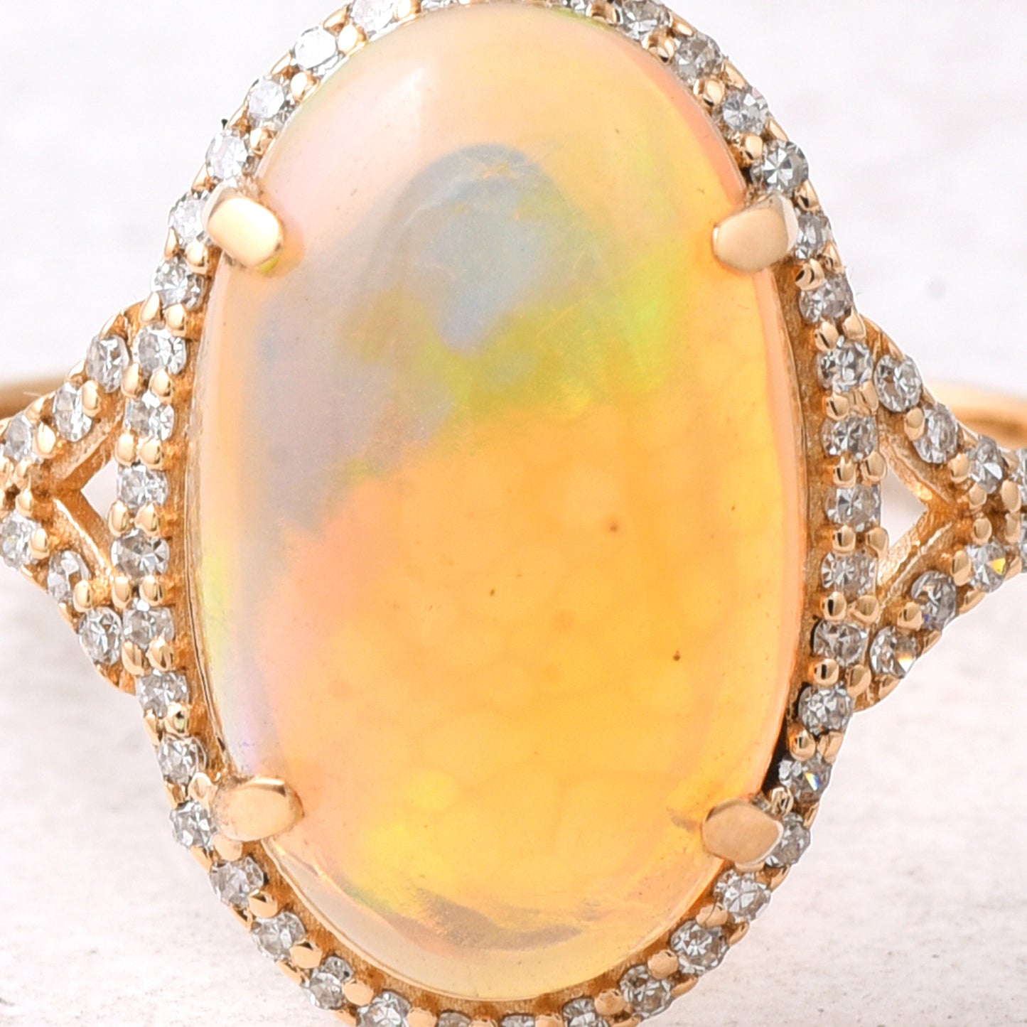 3.89 Ct Oval Cabochon Cut Natural Opal 14K Gold Ring
