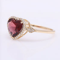 1.92 Ct Heart Mixed Cut Natural Garnet 14K Gold Ring