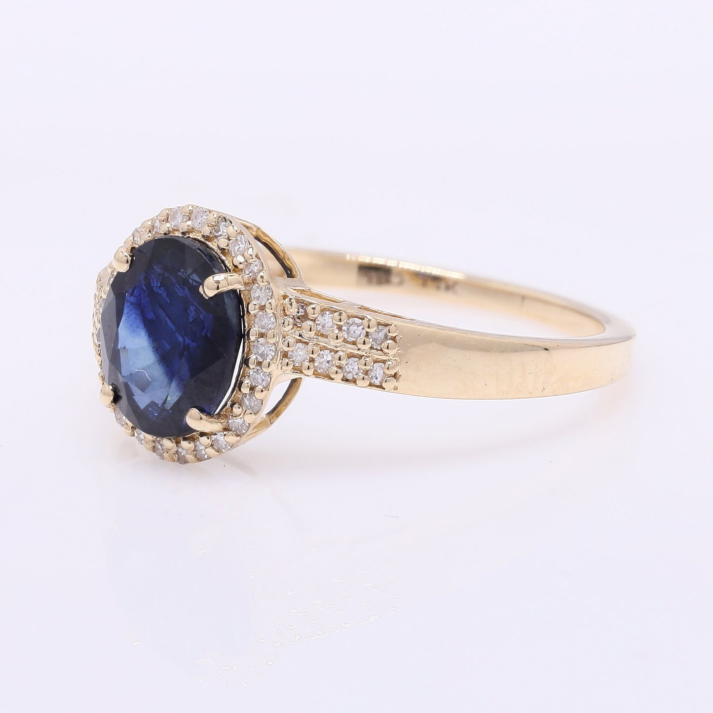 1.82 Ct Oval Mixed Cut Natural Sapphire 14K Gold Ring