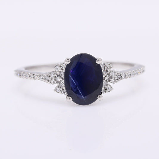 1.33 Ct Oval Mixed Cut Natural Sapphire 950 Platinum Ring