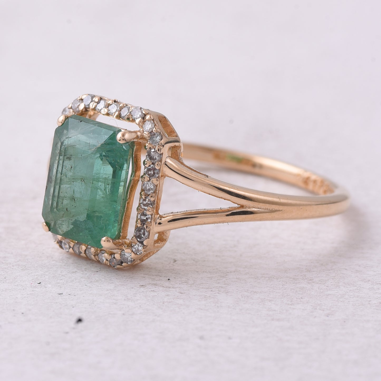 1.56 Ct Octagon Step Cut Natural Emerald 14K Gold Ring