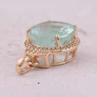 4.79 Ct Oval Mixed Cut Natural Beryl 14K Gold Pendant
