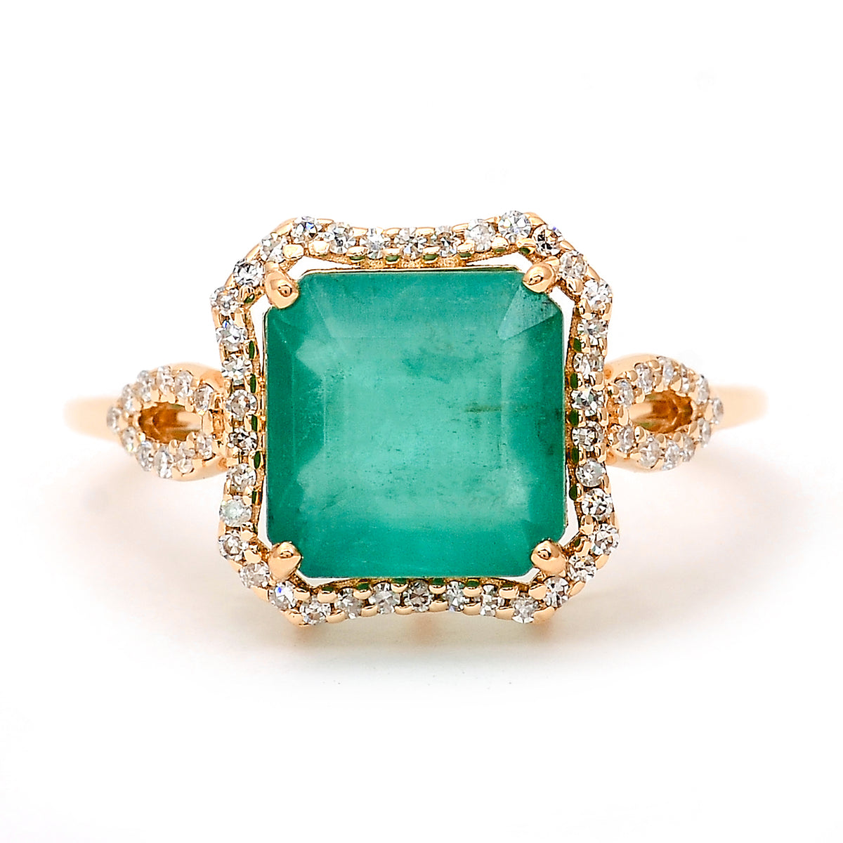 3.37 Ct Octagon Natural Emerald 14K Gold Ring