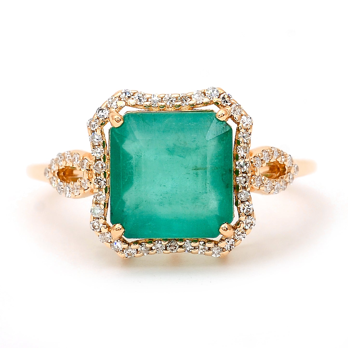 3.37 Ct Octagon Natural Emerald 14K Gold Ring
