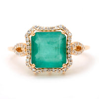 3.37 Ct Octagon Natural Emerald 14K Gold Ring